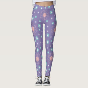 Purple Flower Leggings – Chic & Comfy Fit