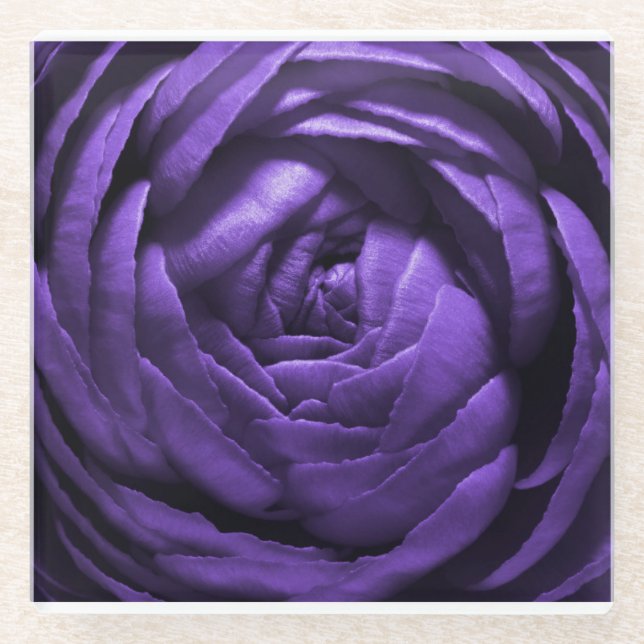 Purple Flower Macro Shot Glass Coaster (Front)