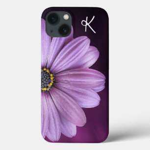 Purple Flower Monogrammed iPhone 13 Case