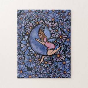 Purple Flower Moon Fairy Jigsaw Puzzle