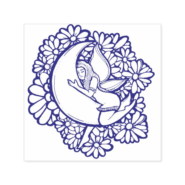 Purple Flower Moon Fairy                           Self-inking Stamp (Design)