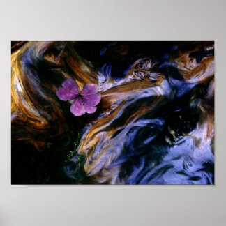 Purple Flower on Redwood Burl Poster