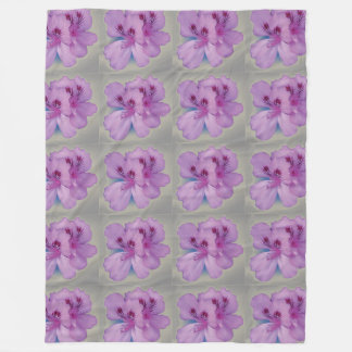 Purple Flower on Silver Grey Fleece Blanket