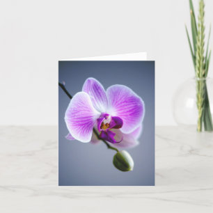 Purple Flower, ORCHID and Bud on Stem Note Card