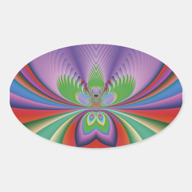 Purple Flower Oval Sticker (Front)