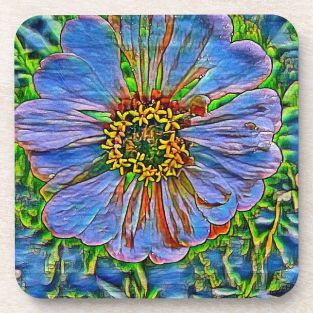 Purple flower painting coaster (Front)