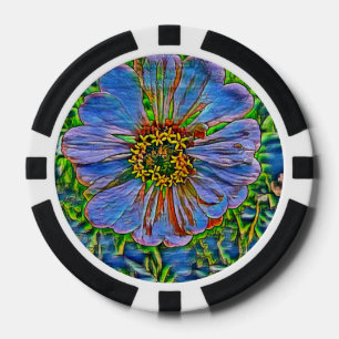 Purple flower painting poker chips