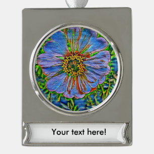 Purple flower painting silver plated banner ornament