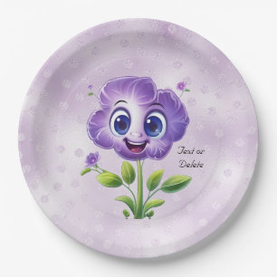 Purple Flower Paper Plate