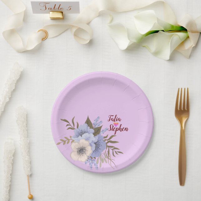 Purple flower paper plate (Wedding)