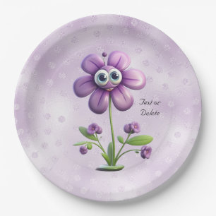Purple Flower Paper Plate
