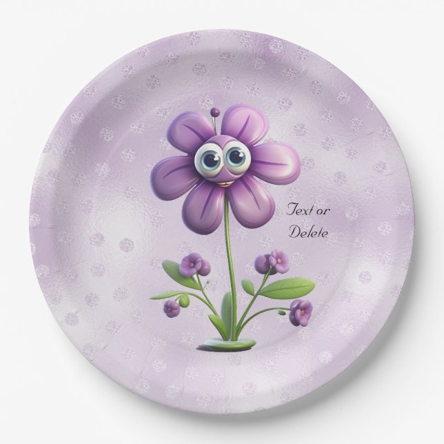 Purple Flower Paper Plate (Front)