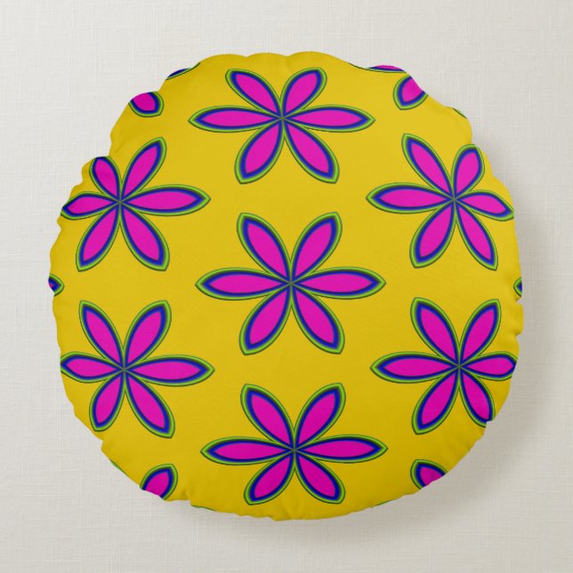 Purple Flower Patch Round Cushion (Front)