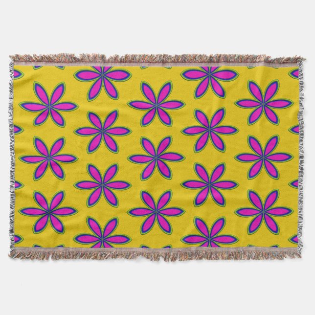 Purple Flower Patch Throw Blanket (Front)