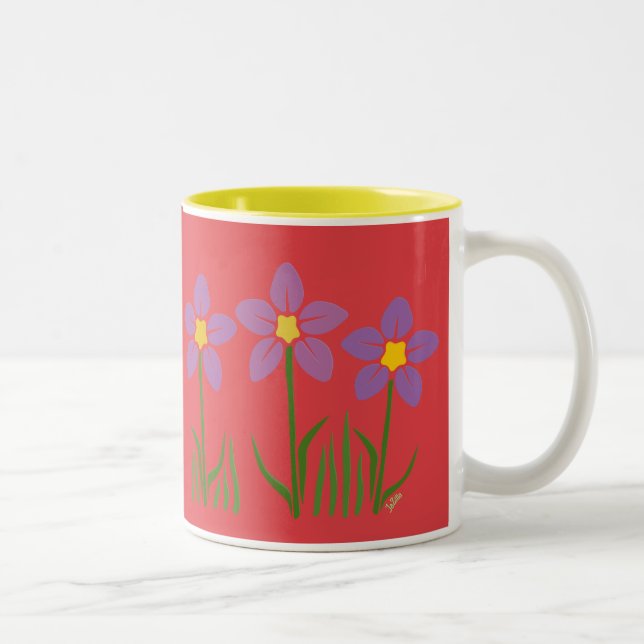 Purple Flower Patch Two-Tone Coffee Mug (Right)