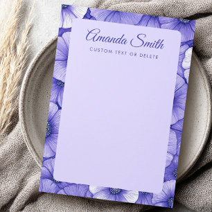 Purple flower pattern border elegant script name card