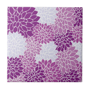 Purple Flower Pattern Ceramic Tile
