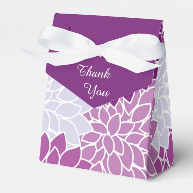 Purple Flower Pattern Thank You Favour Box (Front Side)