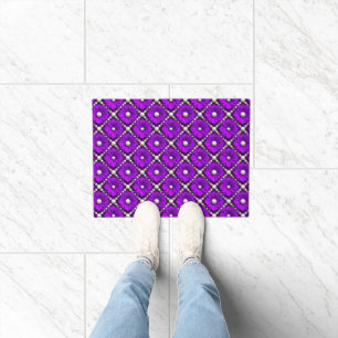 Purple Flower Pattern With Pearl Beads Doormat