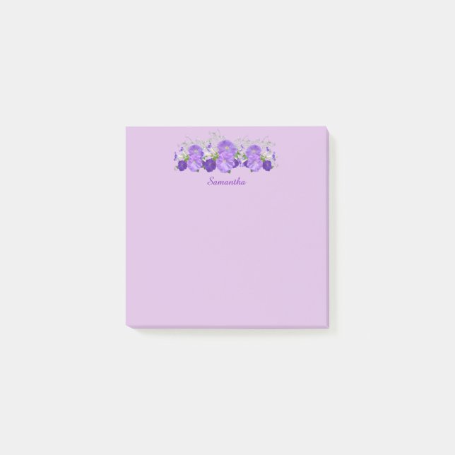 Purple Flower Personalised Post it Notes 3x3 (Front)