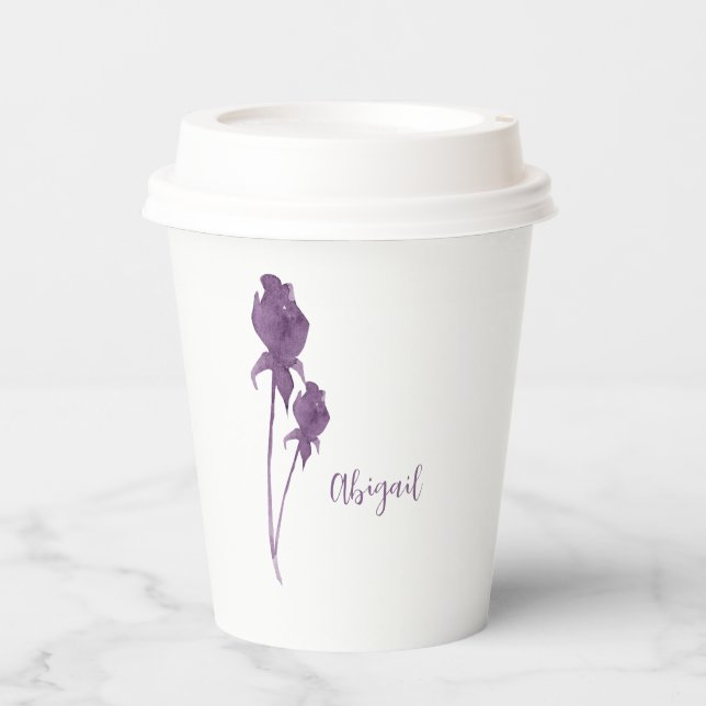 Purple Flower Personalised Shower  Paper Cups (Front)