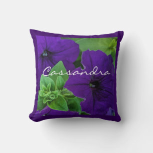 Purple Flower Photo Bible Verse Positive Thinking Cushion