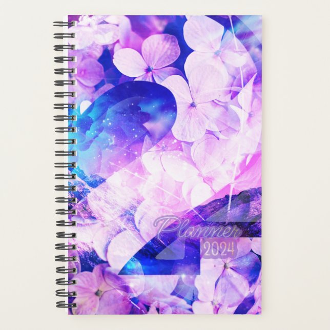 Purple flower Planner for 2024 (Front)