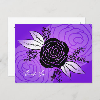 Purple Flower Postcards, Rose Silhouette Style Holiday Postcard