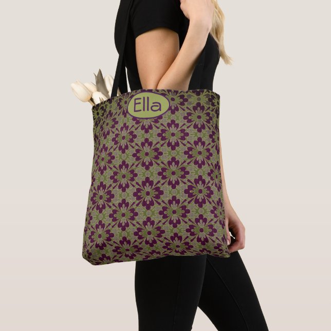 Purple Flower Power Tote Bag (Close Up)