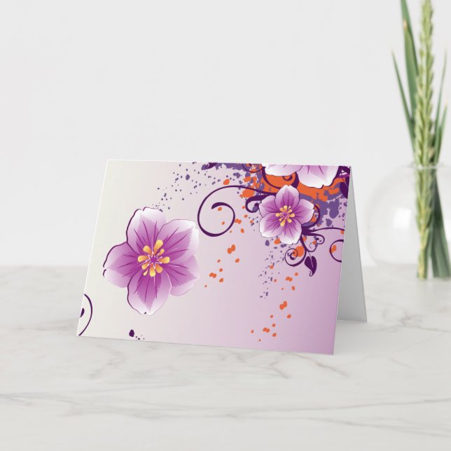 Purple Flower Prairie Rose Card (Front)