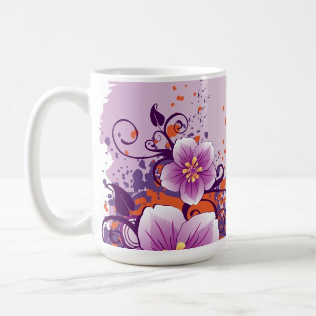 Purple Flower Prairie Rose Coffee Mug (Left)