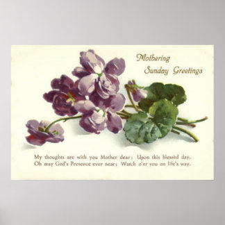 Purple Flower Prayer Sunday Mother's Day Poster