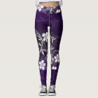 Purple flower print leggings Waveline design
