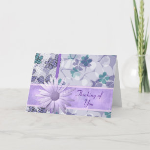 Purple flower print Thinking of you Card