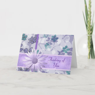 Purple flower print Thinking of you Card