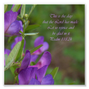 Purple Flower Psalm 118:24 Bible Verse Photo Print