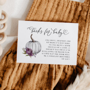 Purple Flower Pumpkin Baby Shower Book Request Enclosure Card