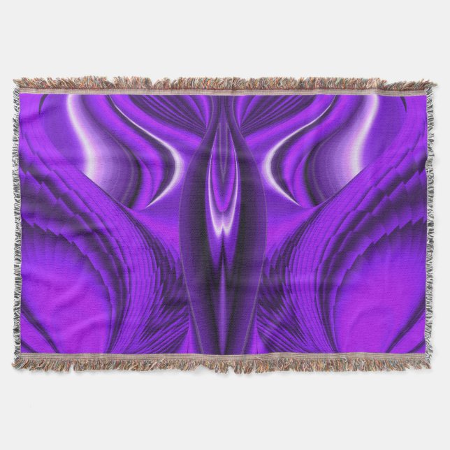 Purple Flower Rainbow Dreams, Angel Wings Throw Blanket (Front)