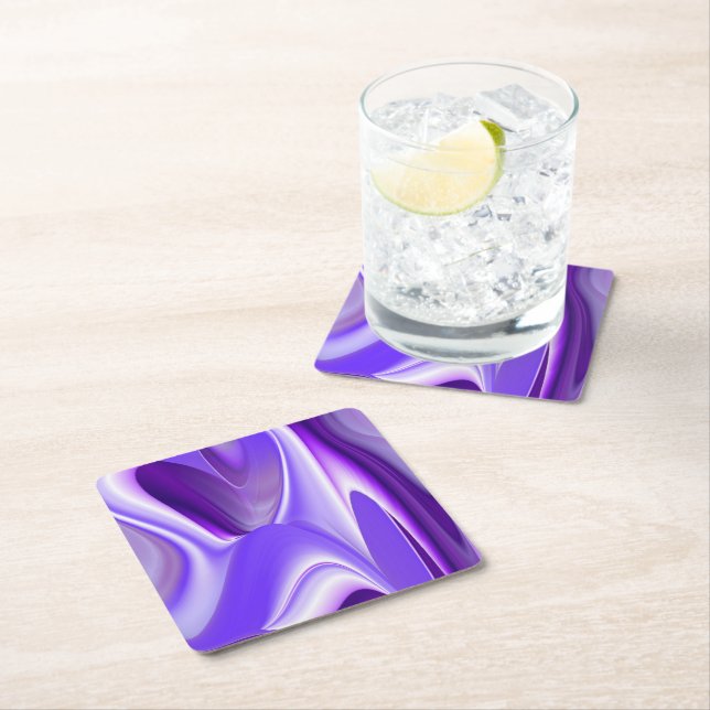 Purple Flower Rainbow Dreams Favour Box Flask Square Paper Coaster (Insitu)