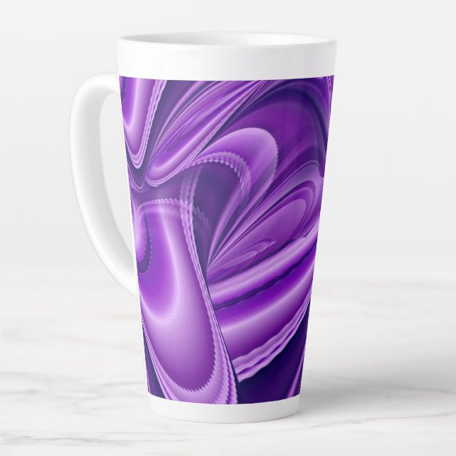 Purple Flower Rainbow Dreams Latte Mug (Left Angle)