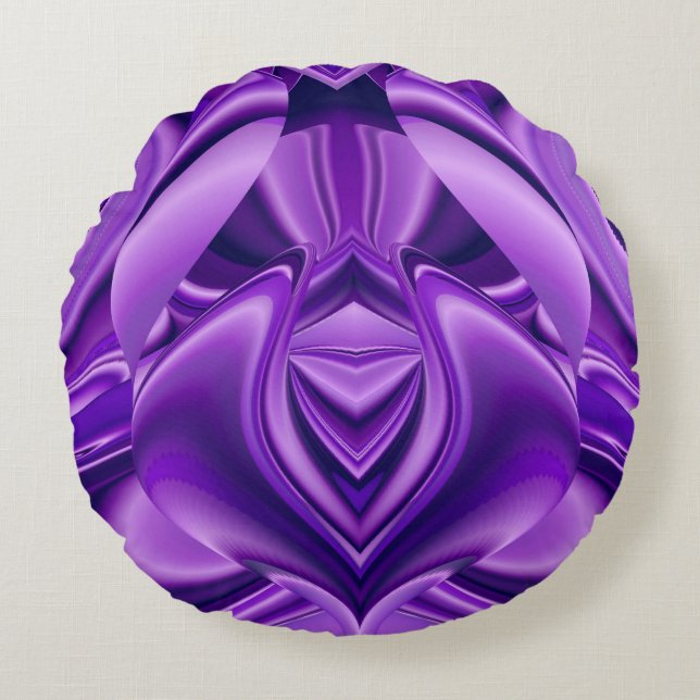 Purple Flower Rainbow Dreams Round Cushion (Front)