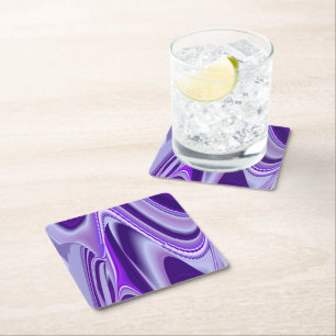 Purple Flower Rainbow Dreams Square Paper Coaster