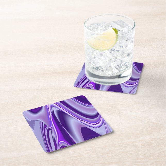 Purple Flower Rainbow Dreams Square Paper Coaster (Insitu)