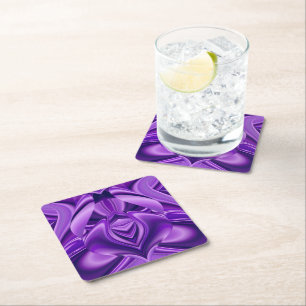 Purple Flower Rainbow Dreams Square Paper Coaster