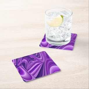 Purple Flower Rainbow Dreams Square Paper Coaster