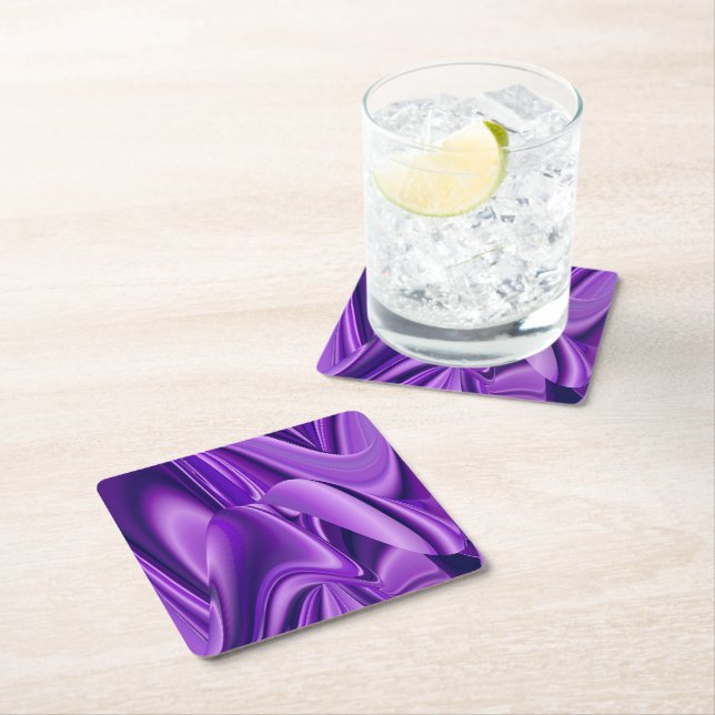 Purple Flower Rainbow Dreams Square Paper Coaster (Insitu)