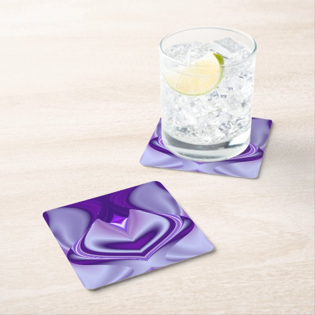 Purple Flower Rainbow Dreams Square Paper Coaster (Insitu)