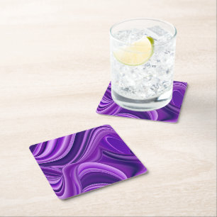 Purple Flower Rainbow Dreams Square Paper Coaster