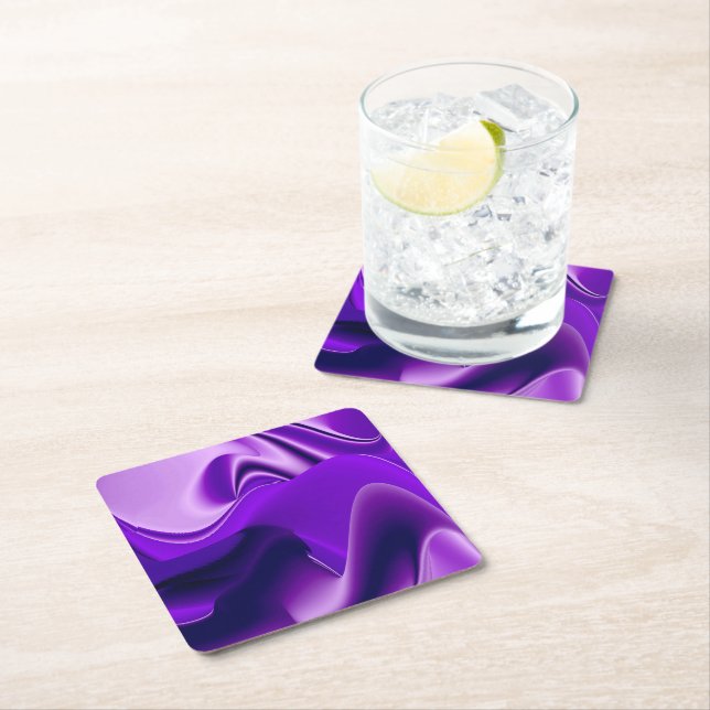 Purple Flower Rainbow Dreams Square Paper Coaster (Insitu)