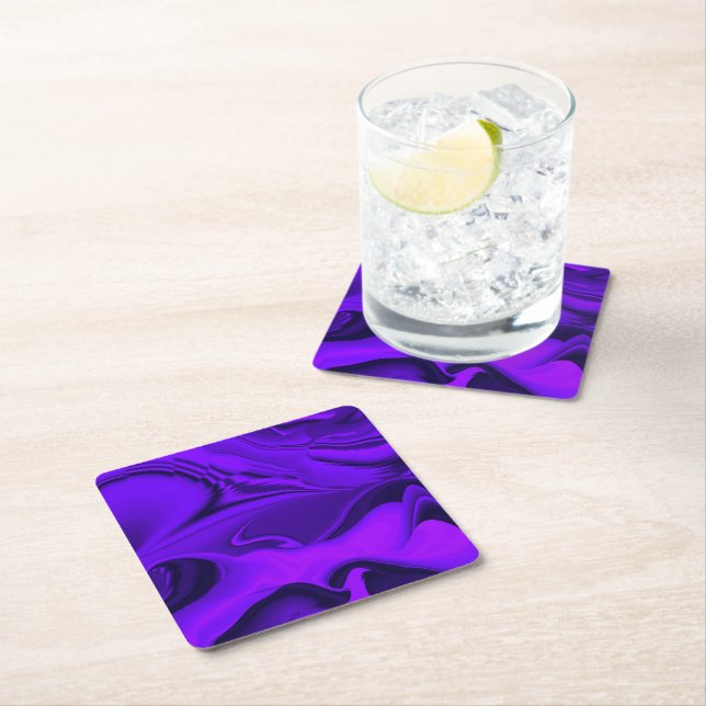 Purple Flower Rainbow Dreams Square Paper Coaster (Insitu)